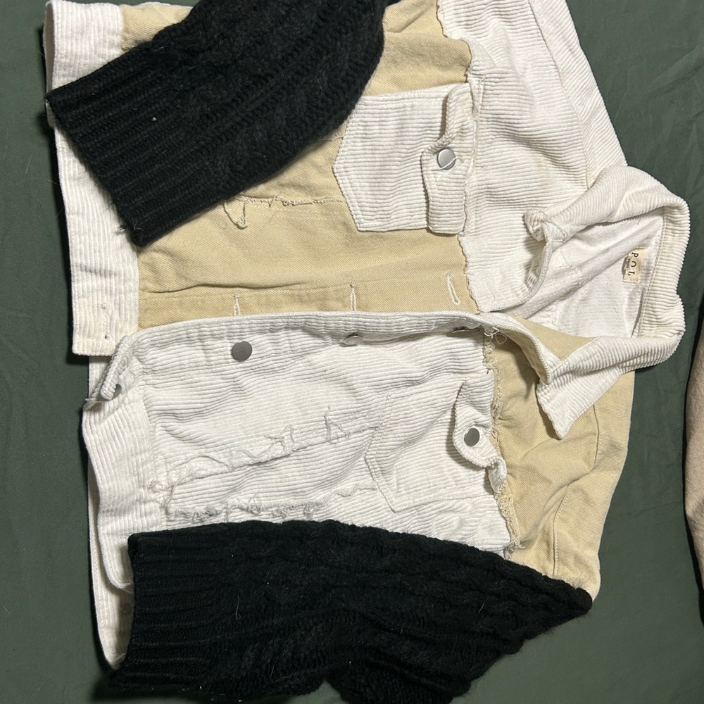 POL Cream Corduroy mixed media Jacket